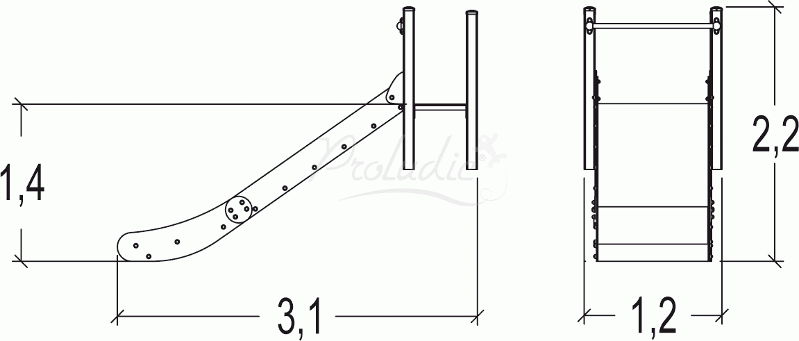 Zjeżdżalnia szeroka na skarpie J1110