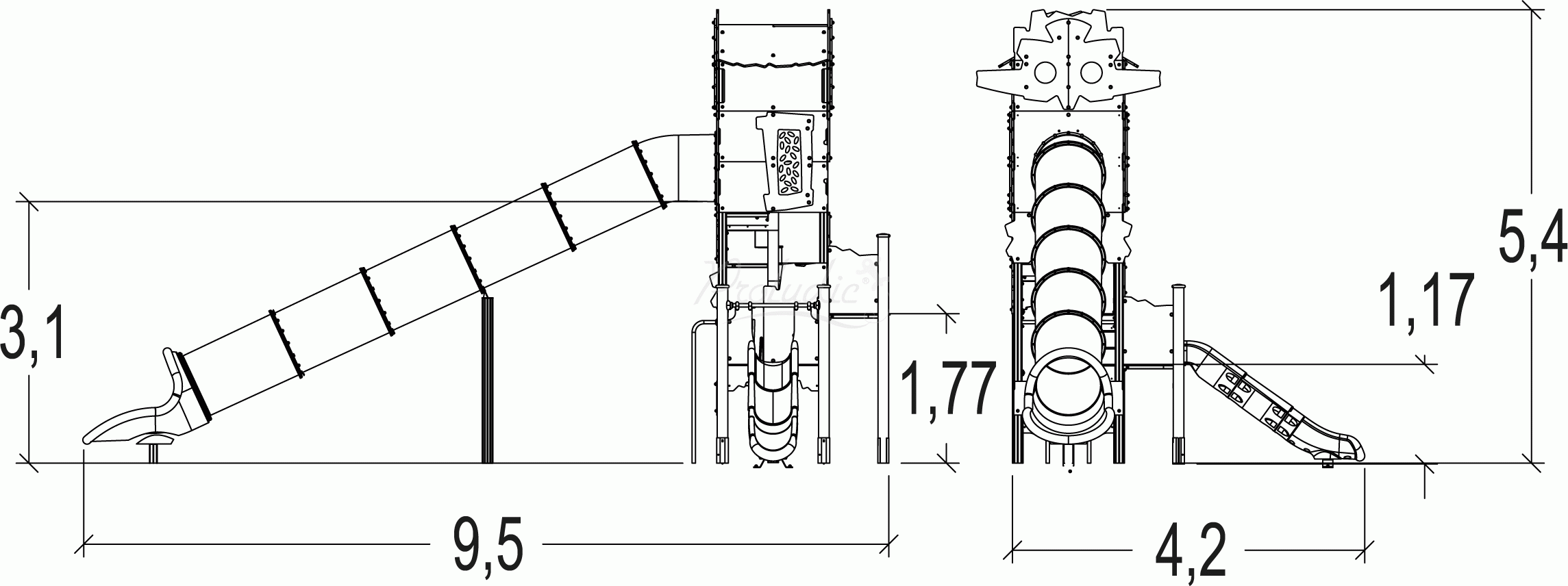 Wieża prostokątna Amazonia - zjeżdżalnie polipropylen J47200P