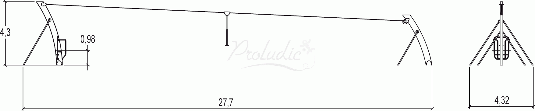 Zjazd linowy montowany na terenie płaskim J511