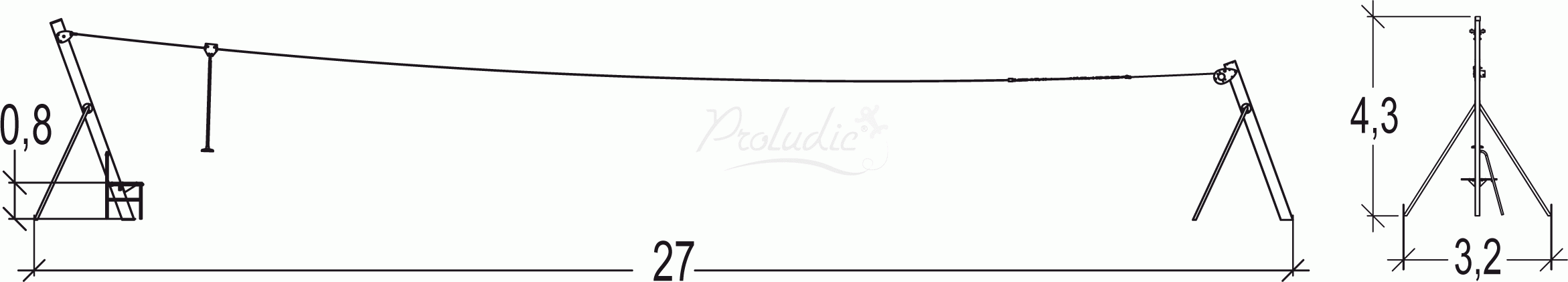 Zjazd linowy na terenie płaskim J514