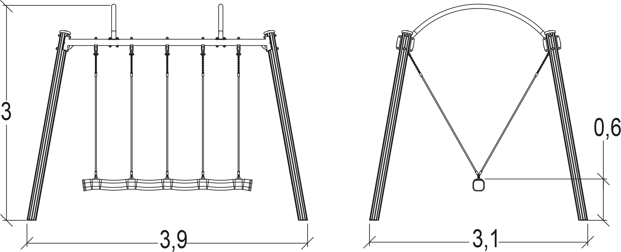 Huśtawka wieloosobowa drewniania J442