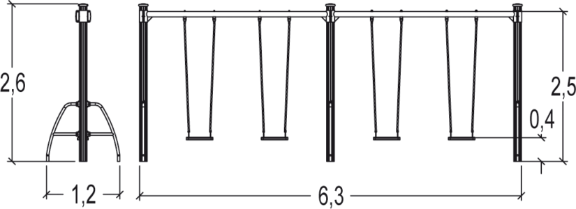 Huśtawka stalowa 4-osobowa J494